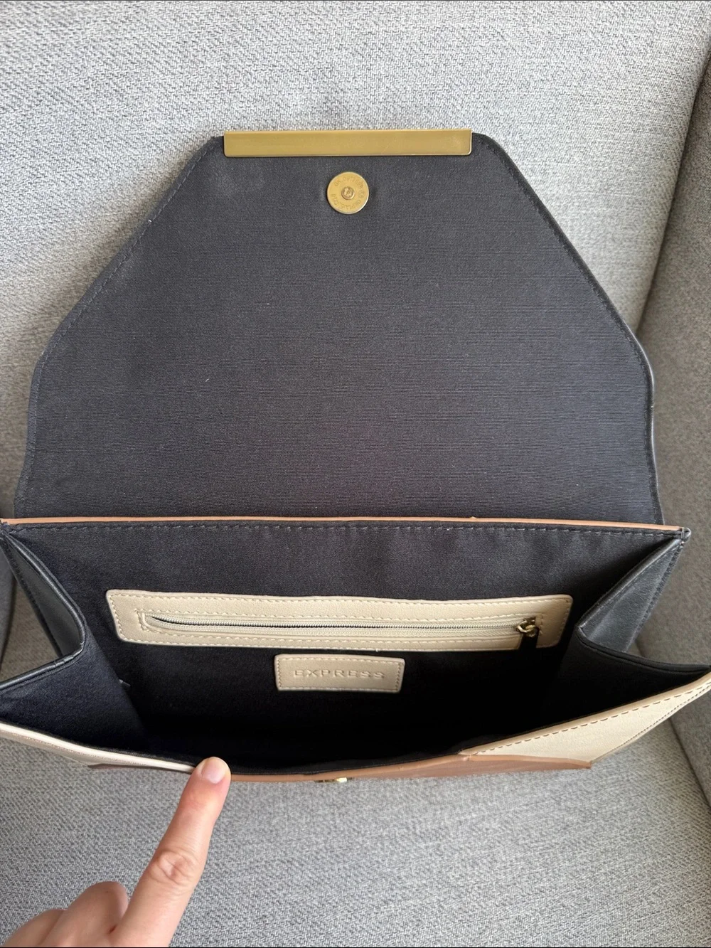 Express Envelope Clutch - Black, Cream & Brown